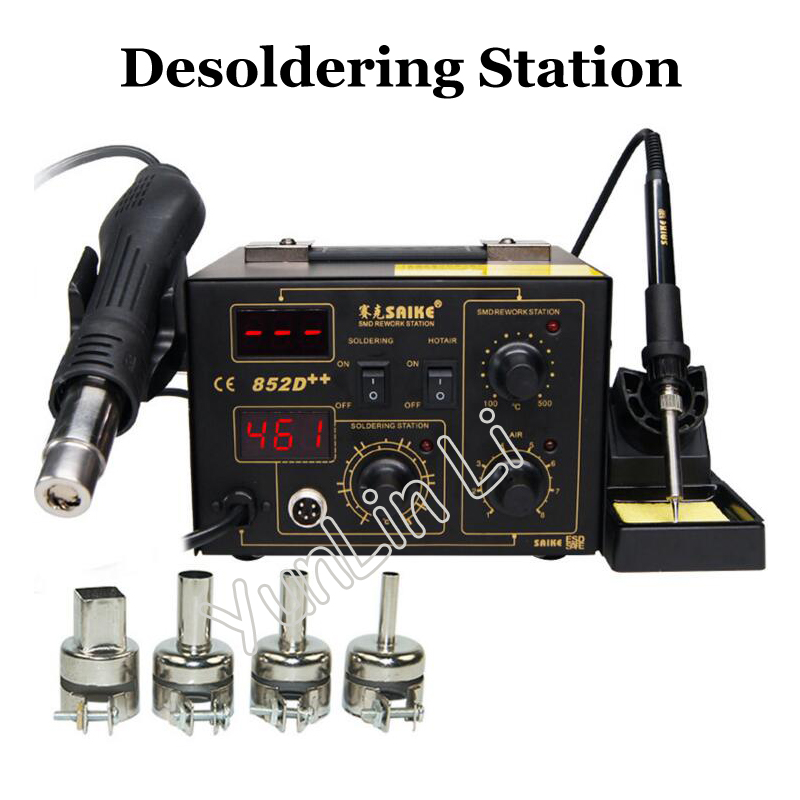 Smd Rework Station Hot Air Soldering 2 In 1 - شاشة ديجيتال عالية الطاقة 852D +
